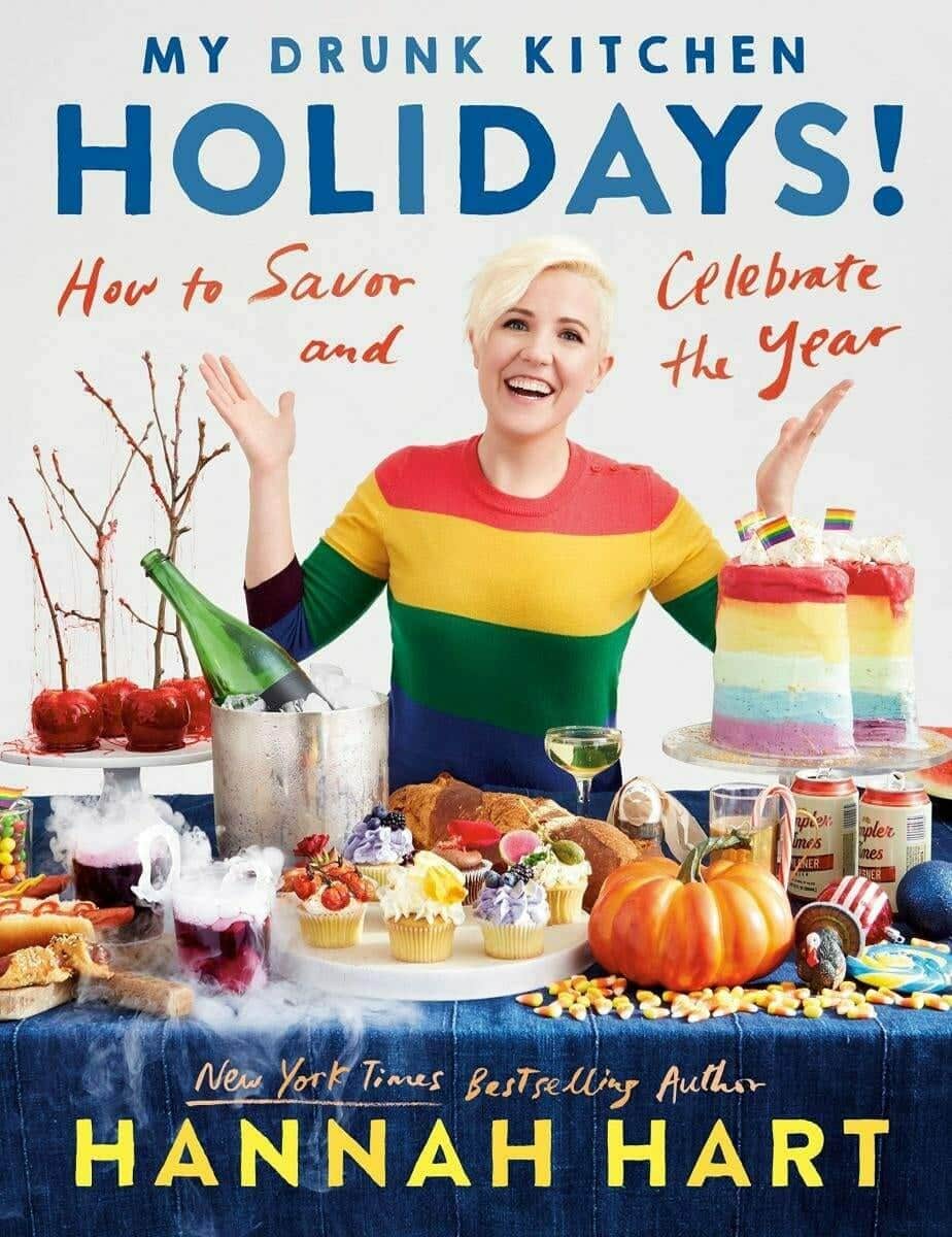 My Drunk Kitchen Holidays cookbook cover by Hannah Hart