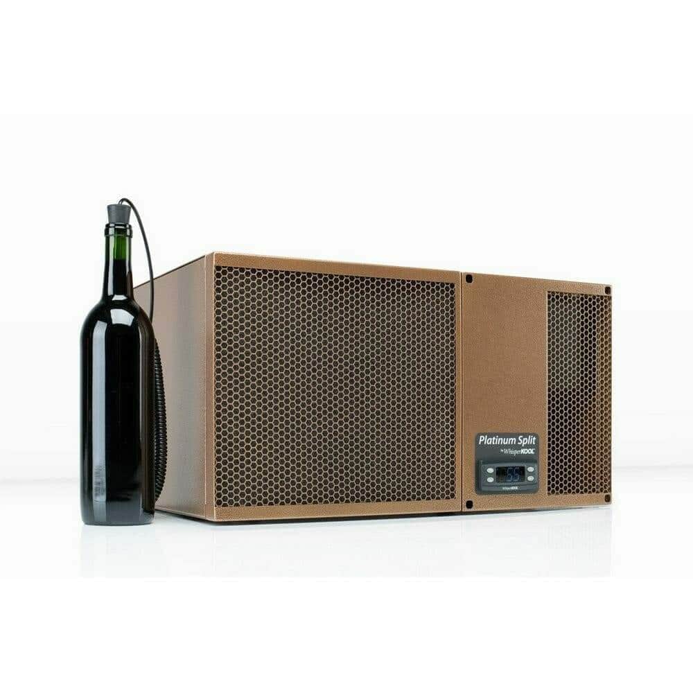 WhisperKOOL Platinum Split cooling unit beside a wine bottle sensor