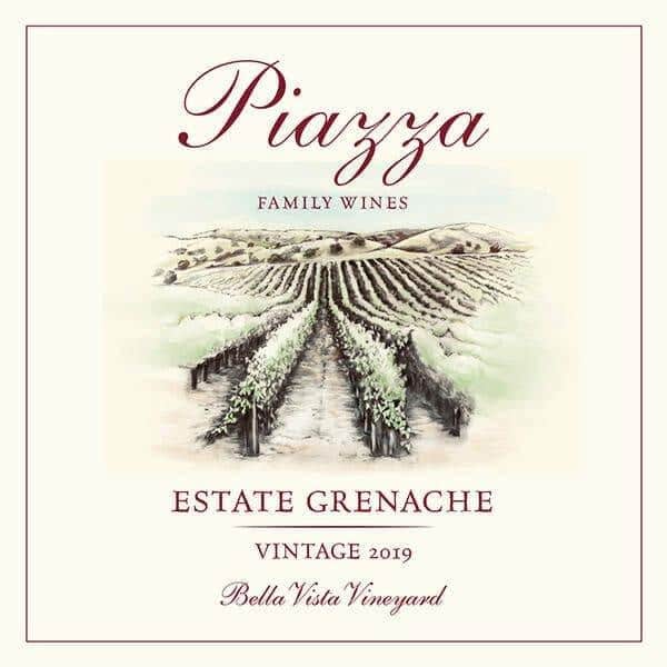 Piazza Family Wines Estate Grenache 2019 bottle label artwork
