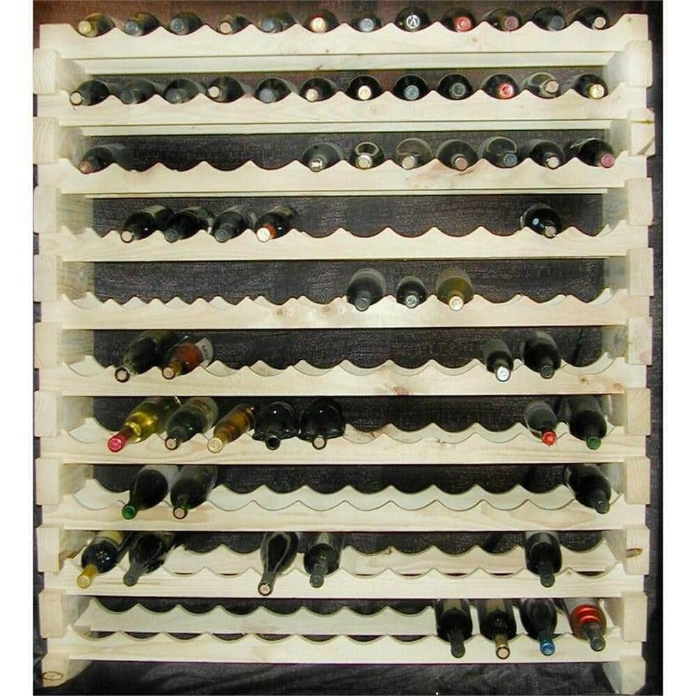 Modularack wooden wine rack loaded with bottles, 120-bottle capacity