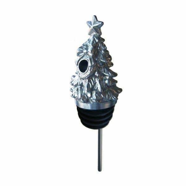 Menagerie Christmas tree wine pourer in pewter finish