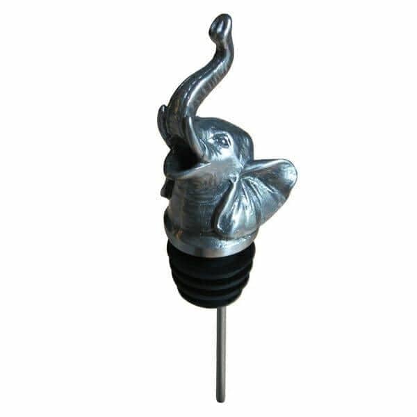 Menagerie elephant head wine pourer in pewter finish