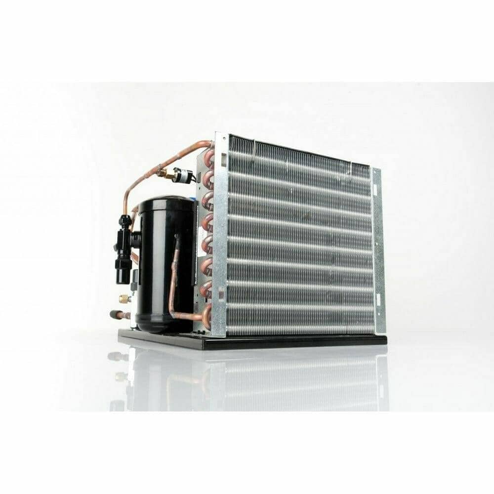 WhisperKOOL condenser unit with copper coil on white background