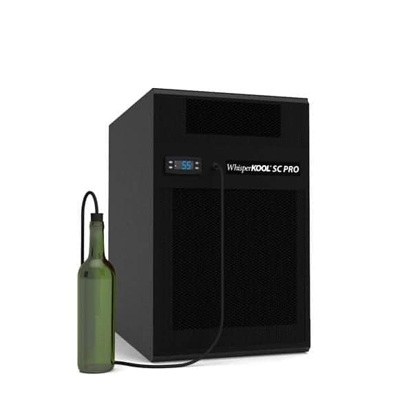 WhisperKOOL SC PRO Large cooling unit with wine bottle sensor, three-quarter view on white