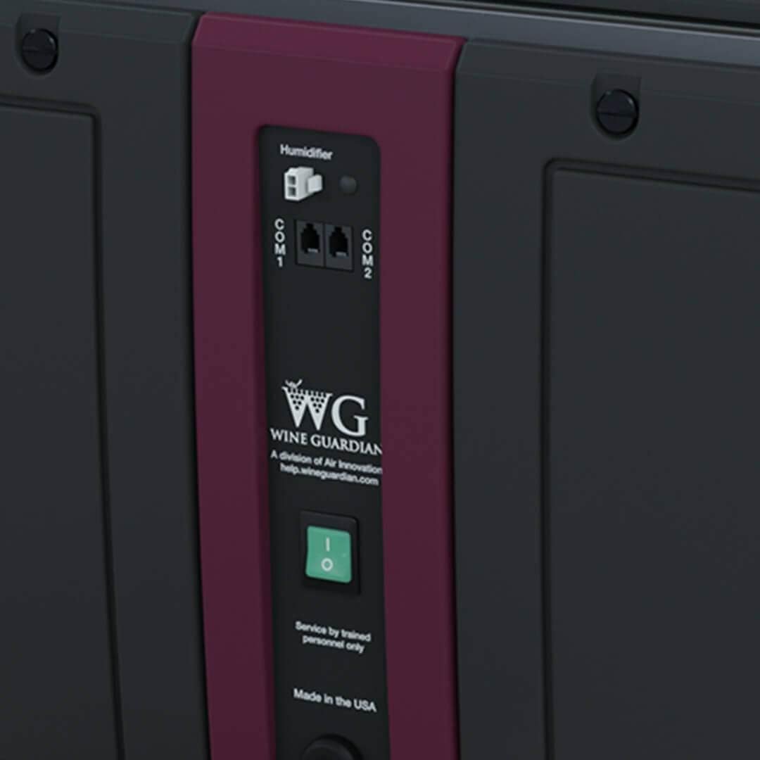 Wine Guardian ducted cooling unit control panel and humidifier port