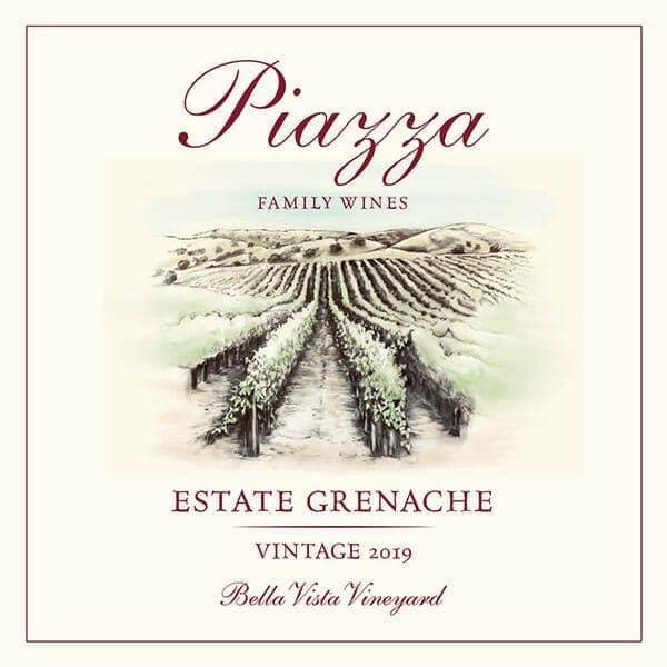 Piazza Family Wines Estate Grenache 2019 bottle label artwork