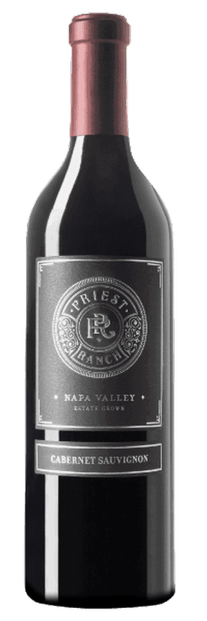 Priest Ranch Napa Valley Cabernet Sauvignon bottle on plain background