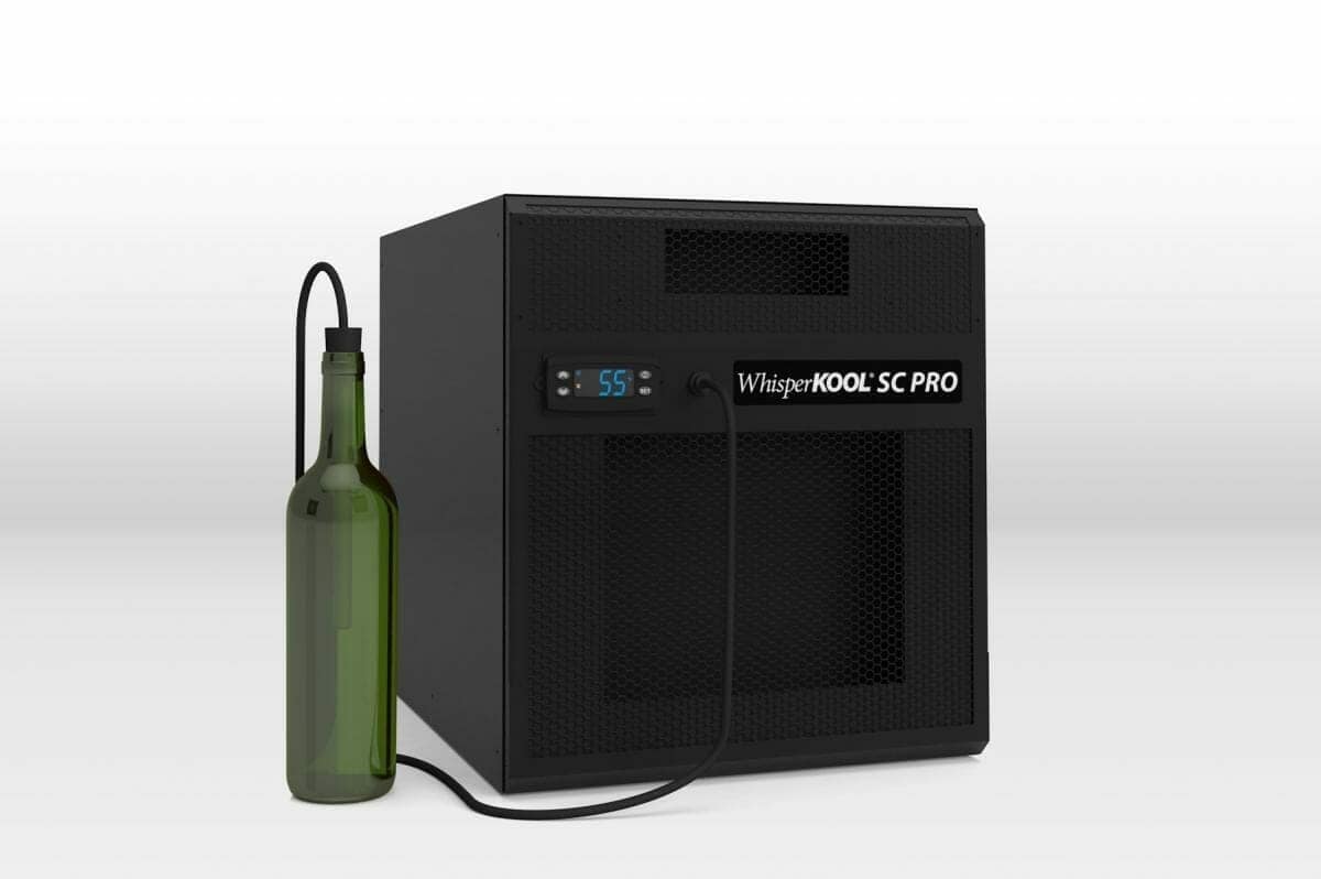 WhisperKOOL SC PRO cooling unit with a wine bottle temperature probe