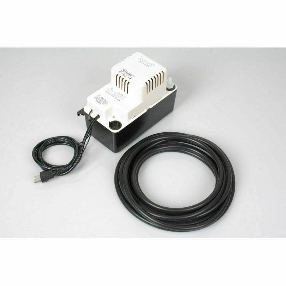 WhisperKOOL condensate pump kit with coiled drain hose on white background