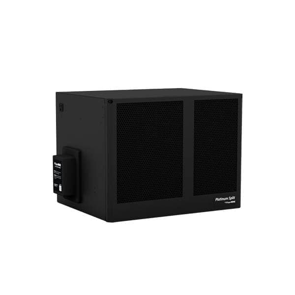 WhisperKOOL Platinum Split 8000 cooling unit, three-quarter view, matte black finish