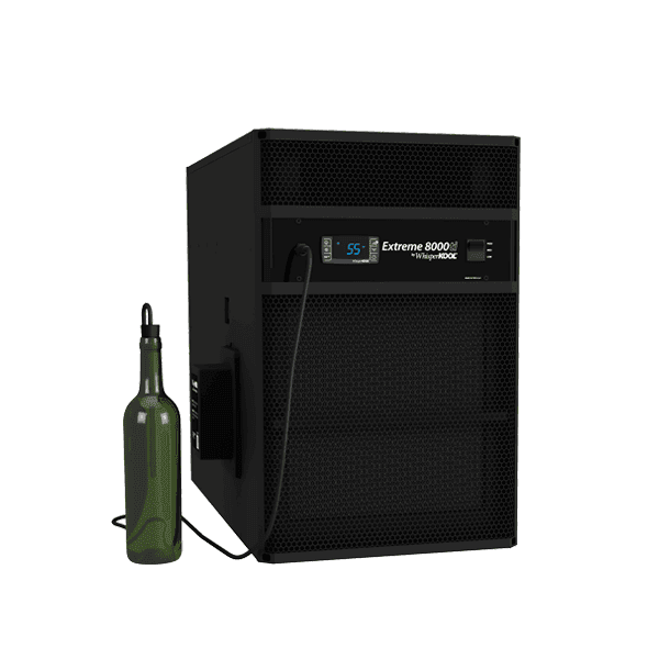 WhisperKOOL Extreme 8000ti cooling unit with wine bottle sensor, angled studio shot