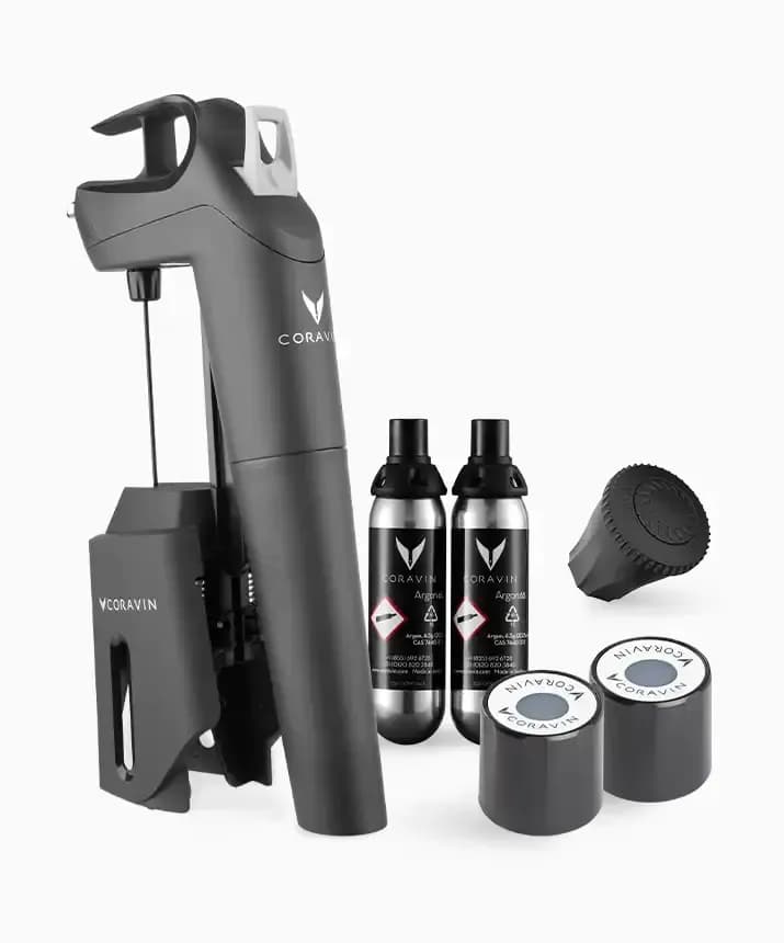 Coravin Model Three wine preservation system with two argon capsules