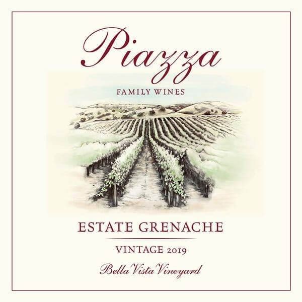 Piazza Family Wines Estate Grenache 2019 bottle label artwork