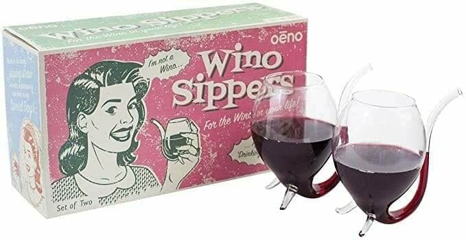 Wino Sippers gift box with two long-handled stemless wine glasses