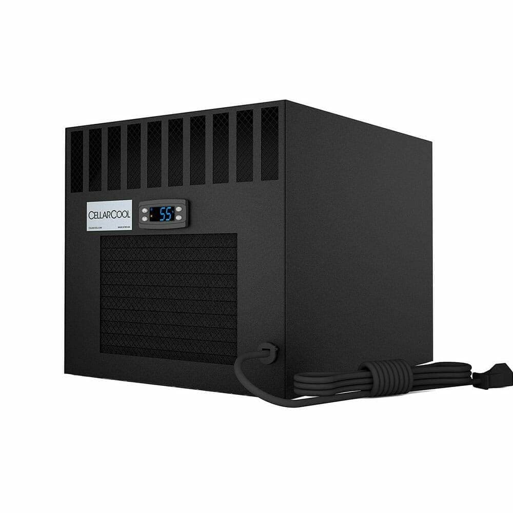 CellarCool wine cellar cooling unit with power cord on white background