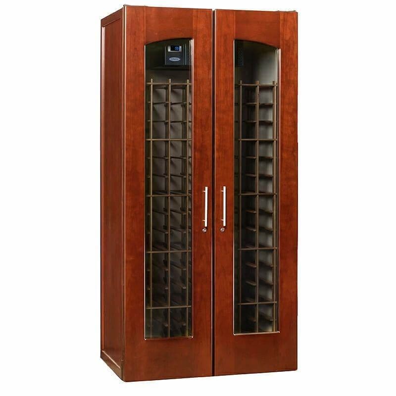 Le Cache 2400 classic wine cabinet in cherry finish on white background