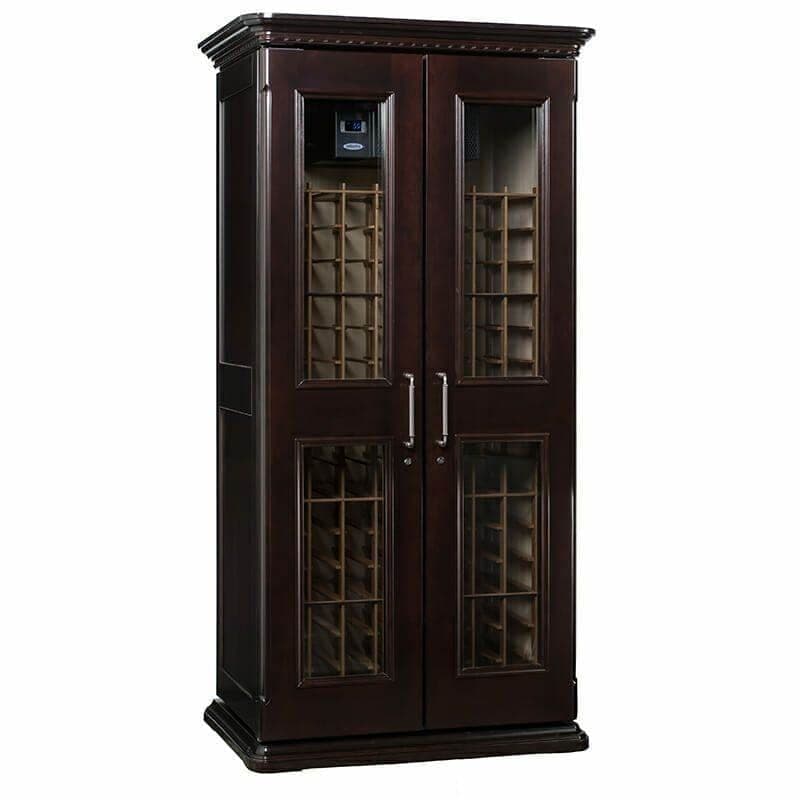 Le Cache 2400 wine cabinet in dark chocolate finish on white background