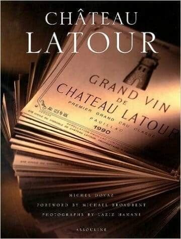 Chateau Latour book cover with stacked wine label imagery