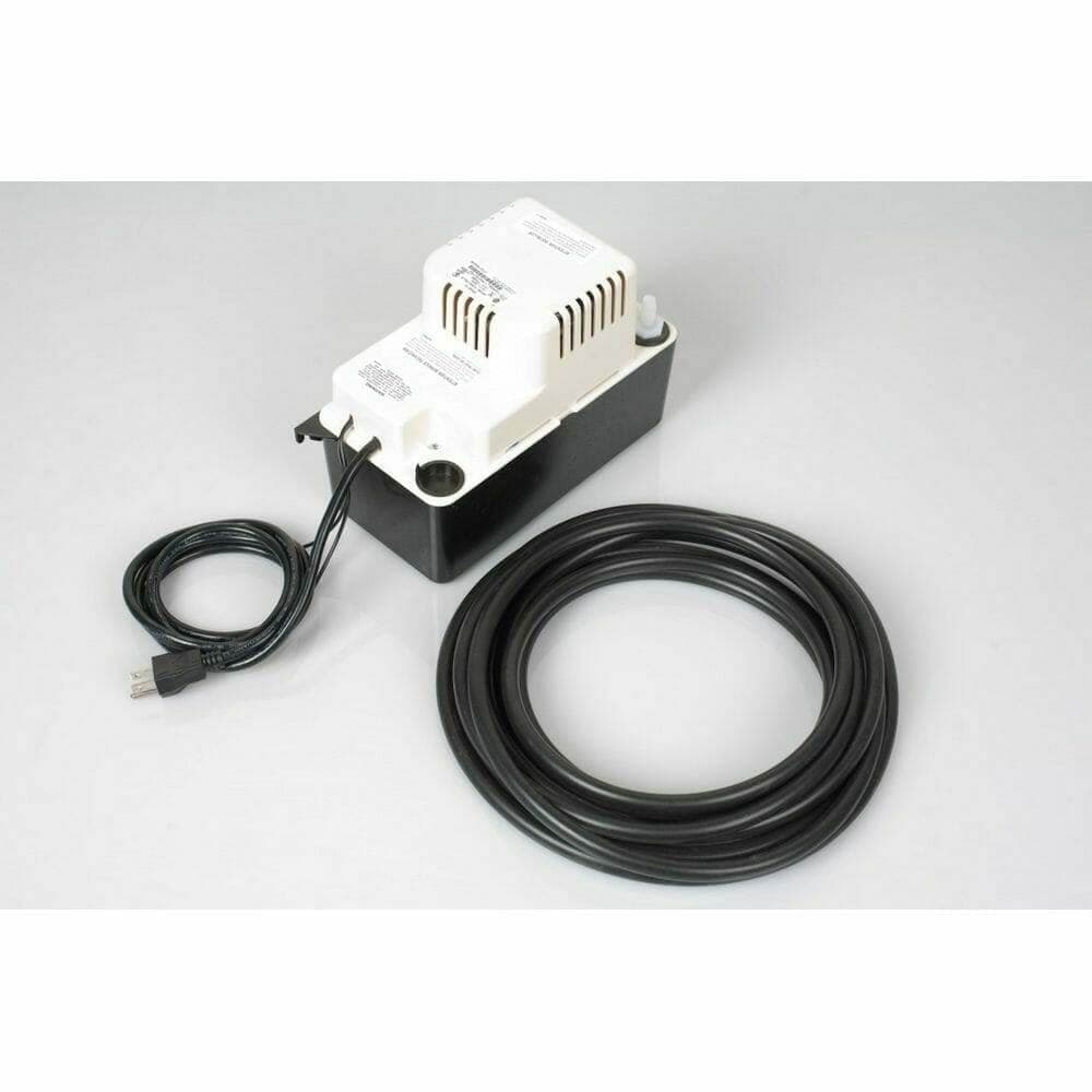 WhisperKOOL condensate pump kit with coiled drain hose on white background