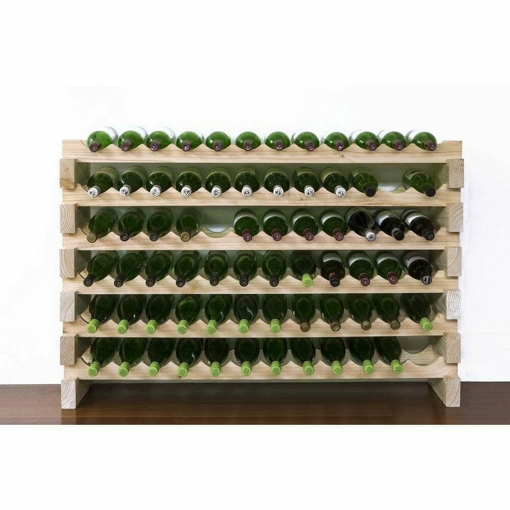 Natural pine 6x12 modular wine rack with 72-bottle capacity