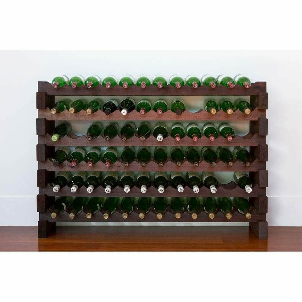 Stained 6x12 modular wine rack with 72-bottle capacity