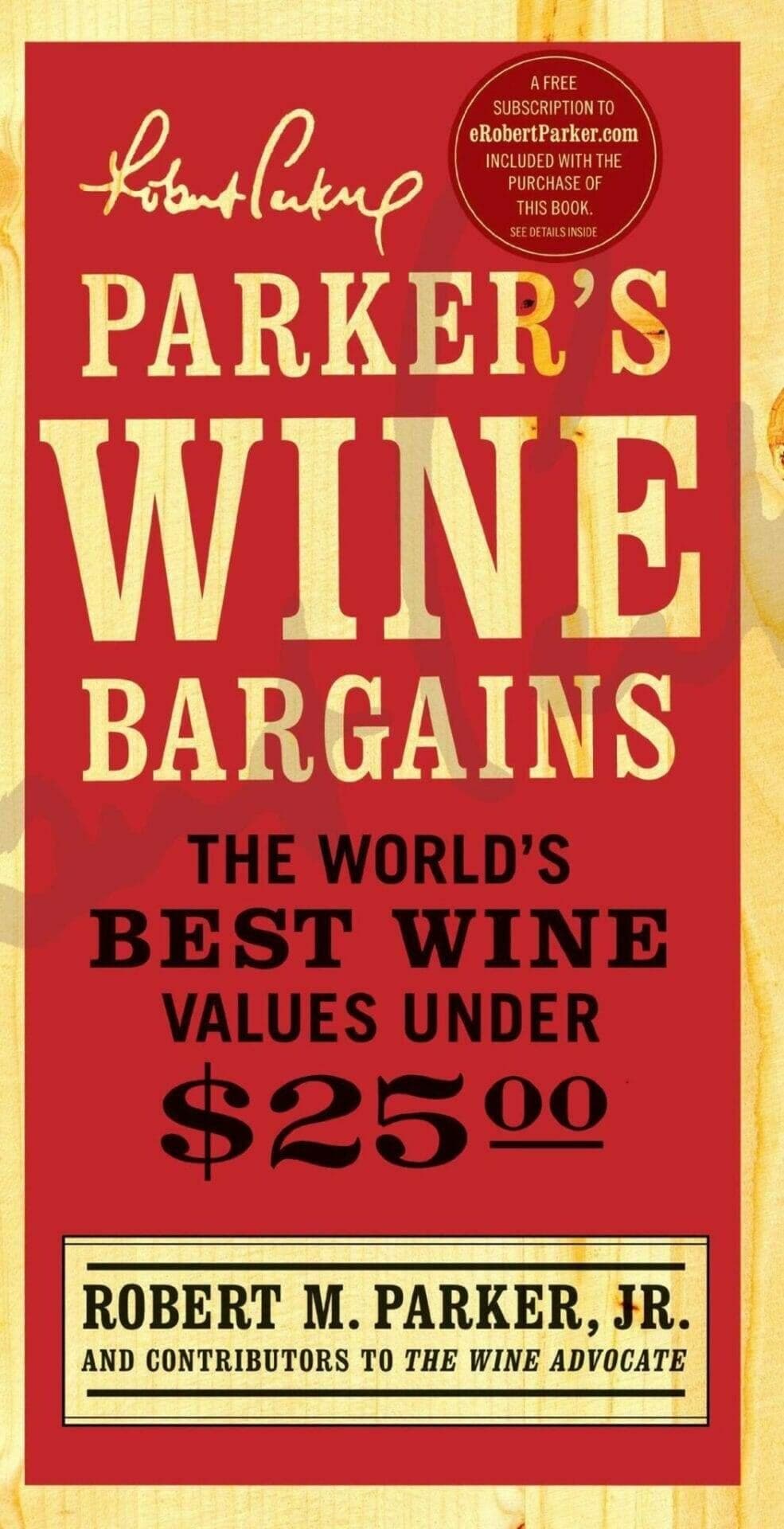 Parker's Wine Bargains book cover in red and gold design