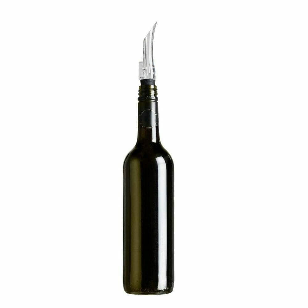 VinOair wine aerator with clear spout attached to a wine bottle