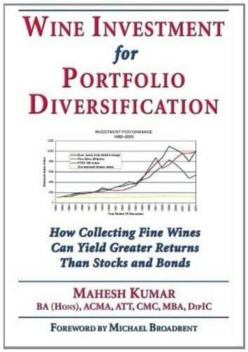 Wine Investment for Portfolio Diversification book cover with a performance chart