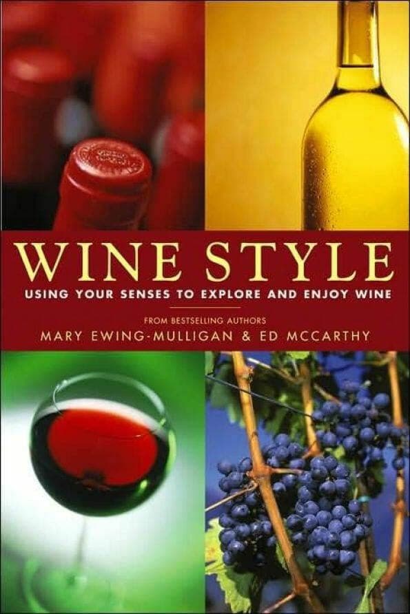 Wine Style book cover with photos of a wine bottle, glass and grapes
