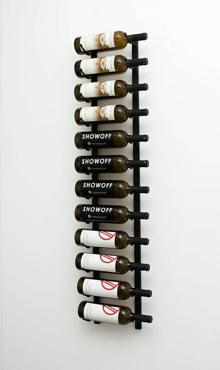 VintageView W Series black wall-mounted rack holding 12 wine bottles