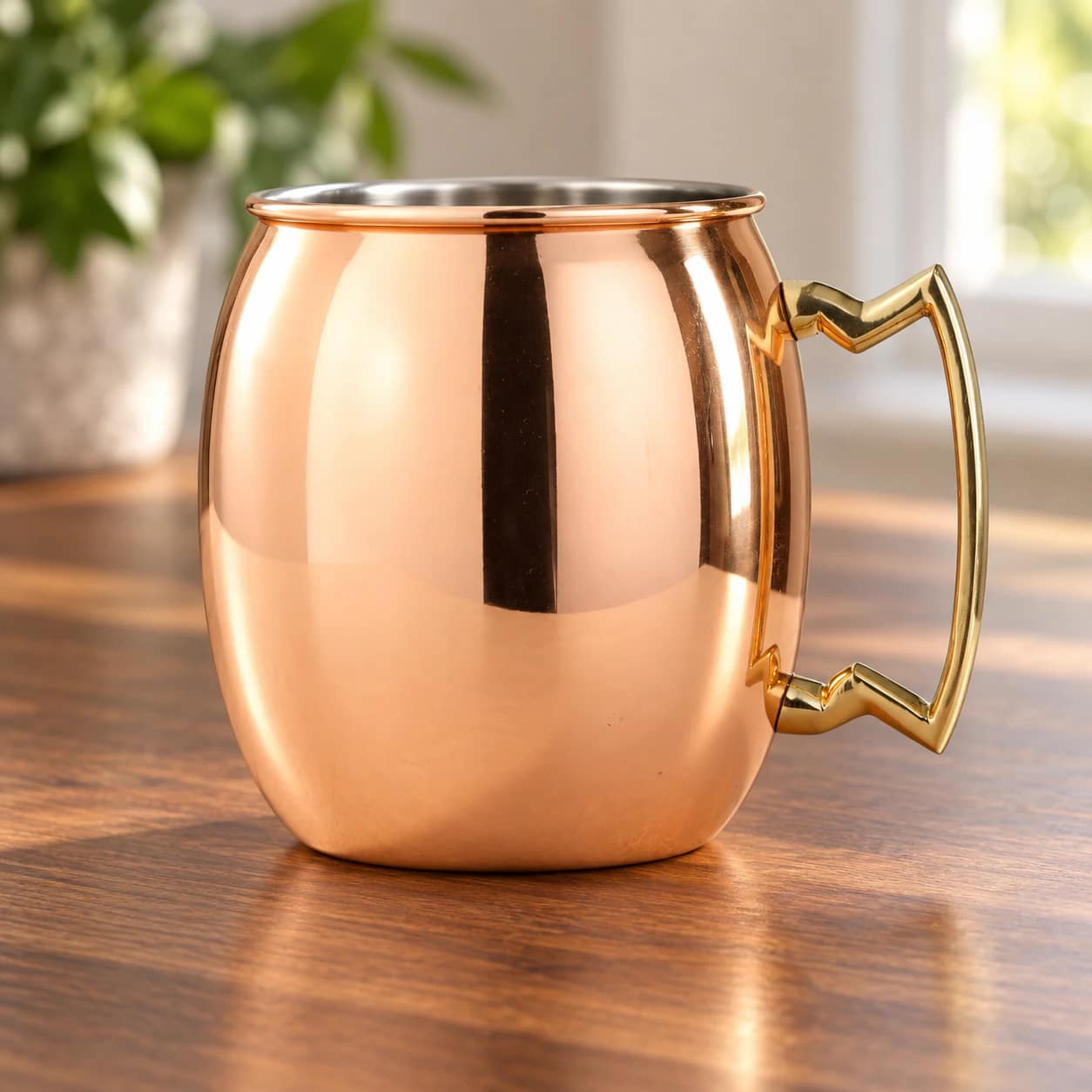 Old Dutch Moscow Mule Mug on a walnut counter