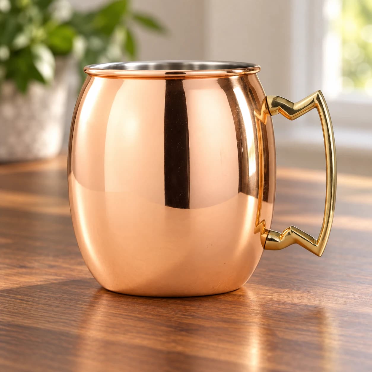 Old Dutch Moscow Mule Mug on a walnut counter