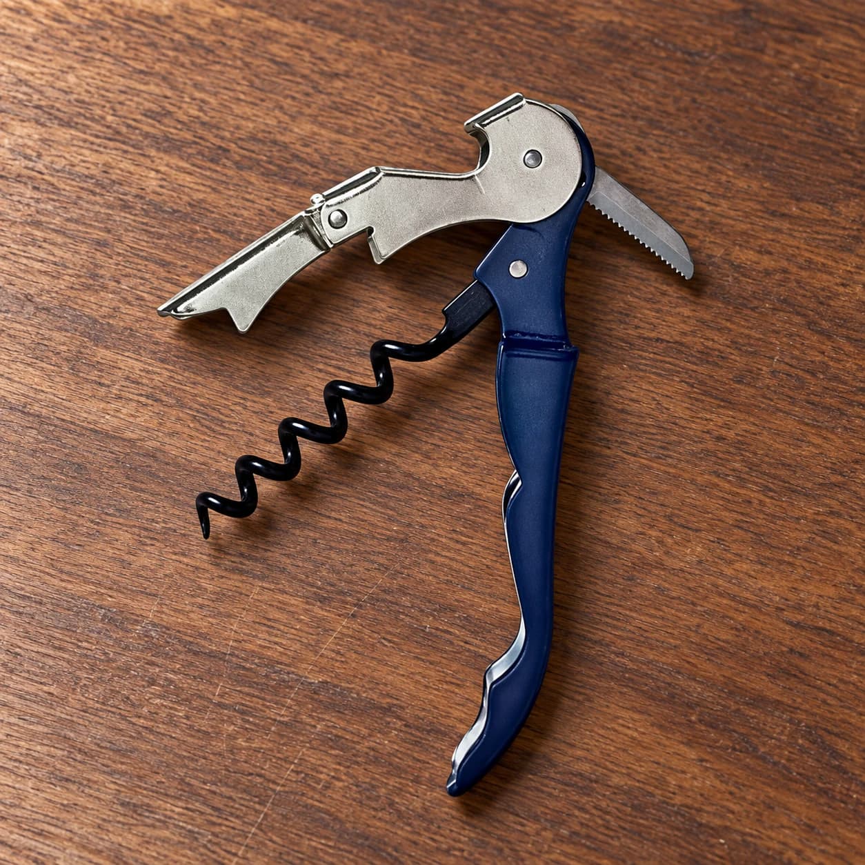 Napa Valley Pulltap Corkscrew on a walnut counter