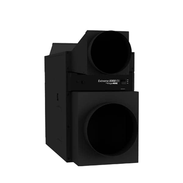 WhisperKOOL Fully Ducted Extreme 8000tiR unit with two round duct collars, studio shot
