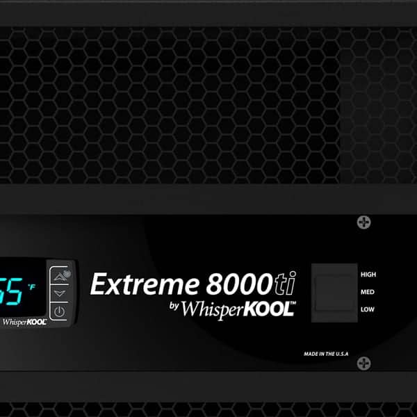 WhisperKOOL Extreme 8000ti control panel with digital display and fan switch