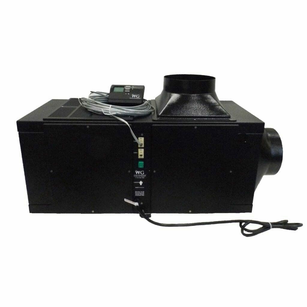 Wine cellar air conditioner unit in black finish with digital thermostat