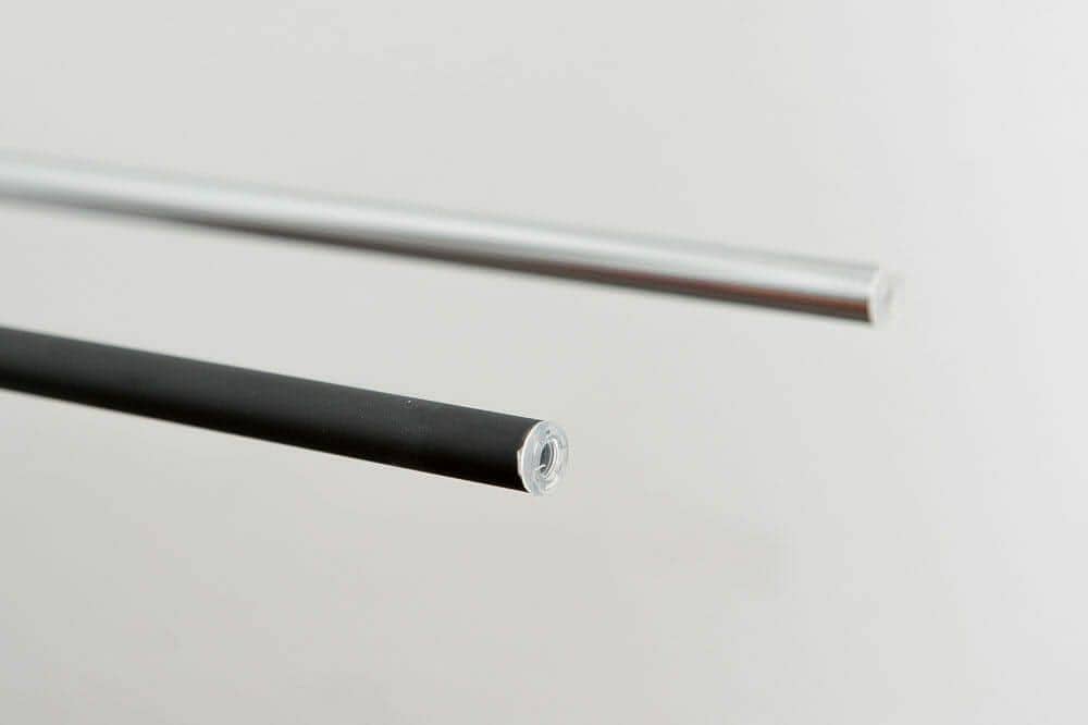 Detail of chrome and black storage rods on an Evolution wine rack