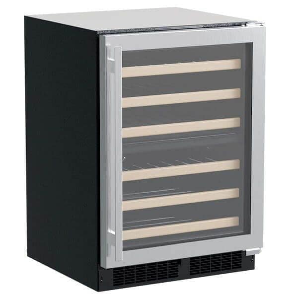 Marvel 24-inch high efficiency dual zone wine cellar, stainless finish