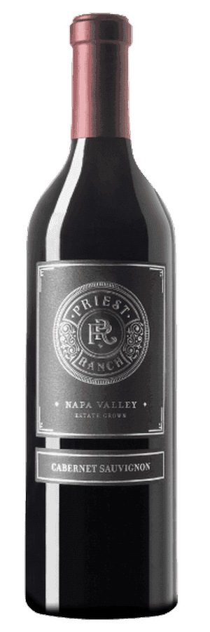 Priest Ranch Napa Valley Cabernet Sauvignon bottle on plain background