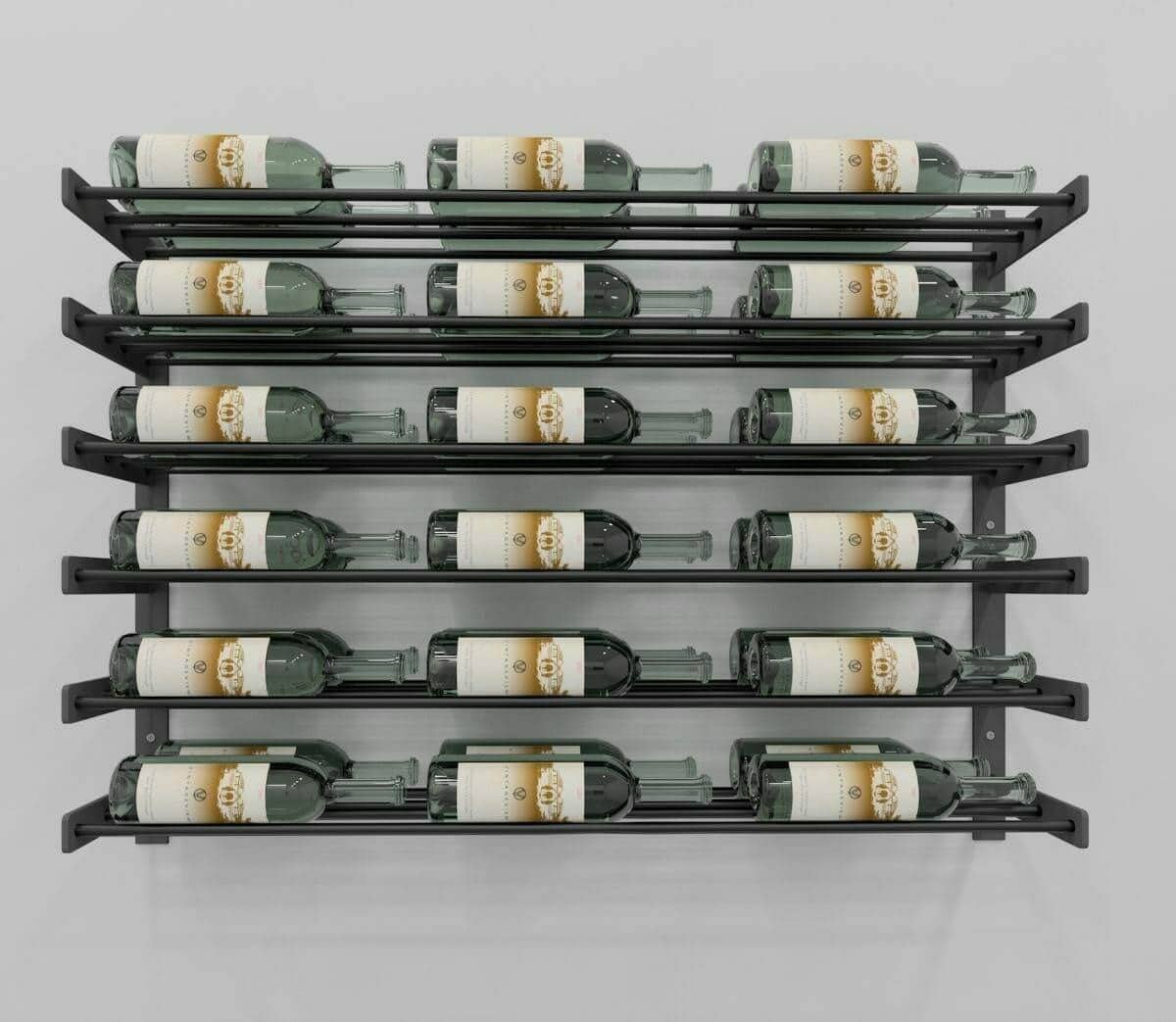 Evolution Wine Wall rack in black finish holding wine bottles