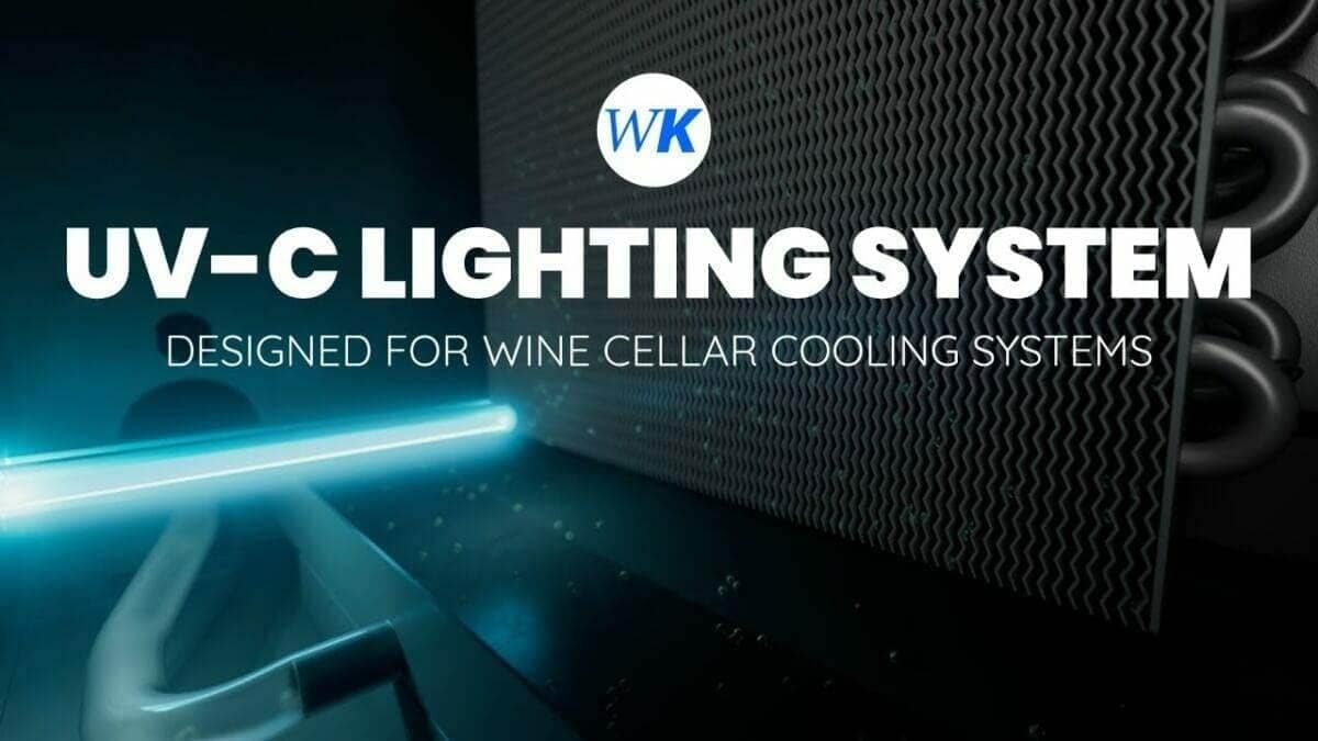 WhisperKOOL UV-C Lighting System title card with glowing blue tube