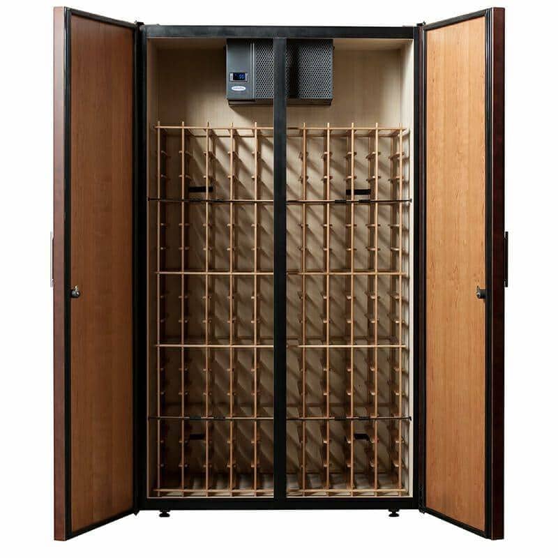 Le Cache 3100 classic wine cabinet interior with racking shown open