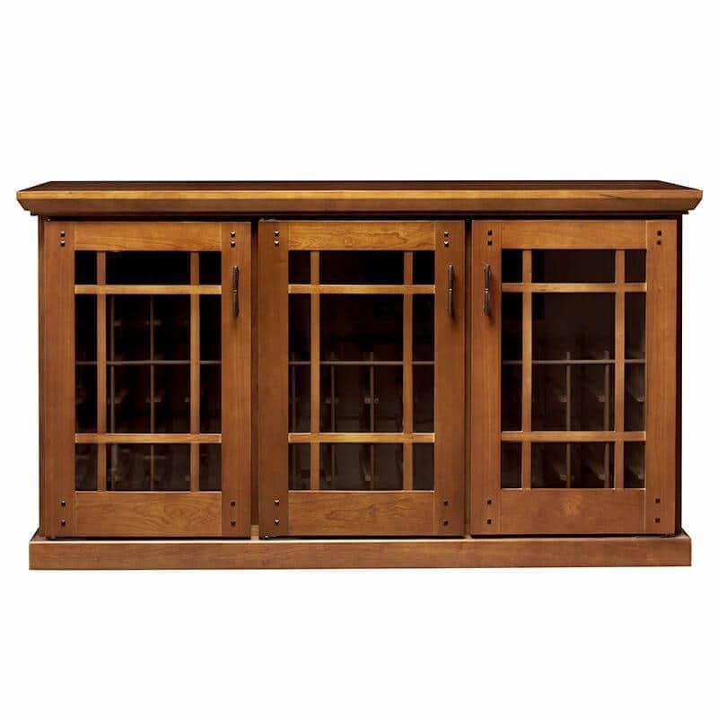 Le Cache Mission Credenza wine cabinet in Provincial Cherry finish