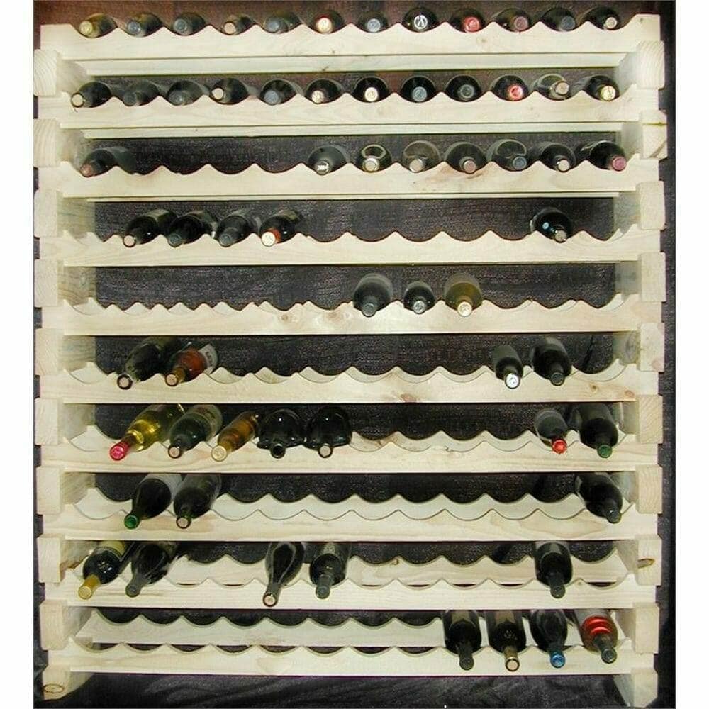 Modularack wooden wine rack loaded with bottles, 120-bottle capacity