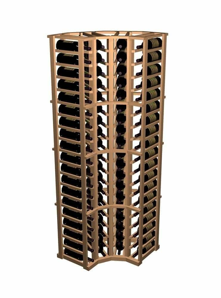Curved-corner wine rack in Rustic Pine finish, cutout view