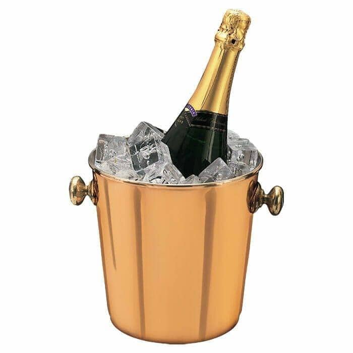 Old Dutch copper wine and champagne cooler filled with ice