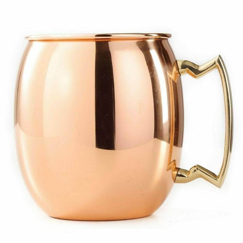 Old Dutch copper Moscow Mule mug with a brass zigzag handle