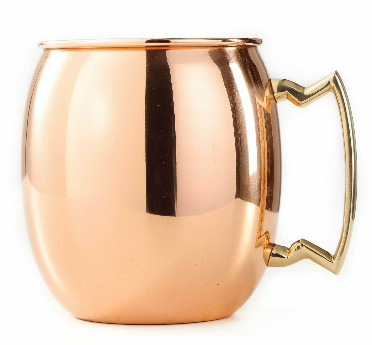 Old Dutch copper Moscow Mule mug, side view with brass handle