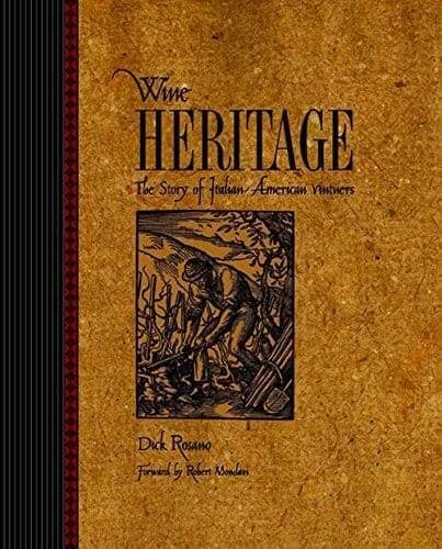 Wine Heritage book cover with a woodcut illustration of a vineyard worker