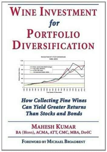 Wine Investment for Portfolio Diversification book cover with a performance chart